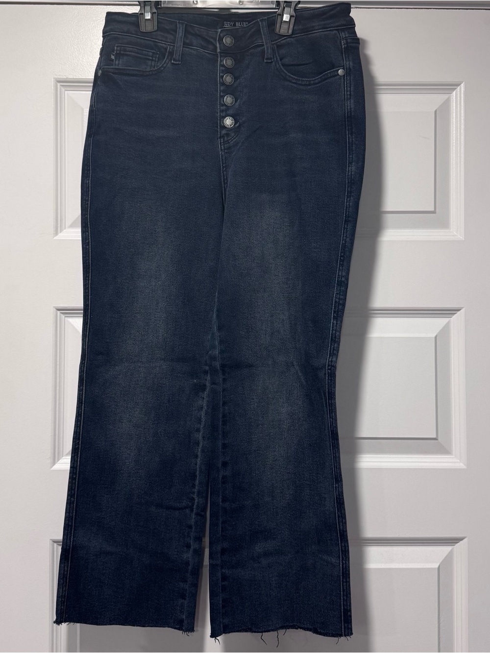 Judy Blue Dark Blue High-Rise Button-Fly Wide Leg Jeans - Picture 2 of 14